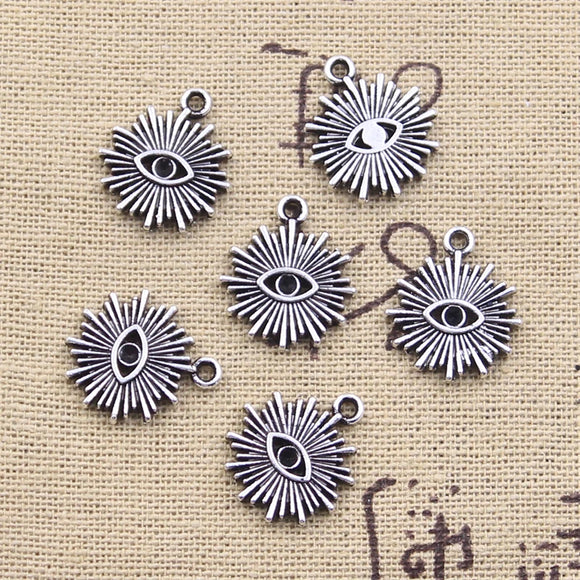 15pcs Charms Sun Eye Sunshine 17x15mm Antique Silver Color Pendants Making DIY Handmade Tibetan Finding Jewelry