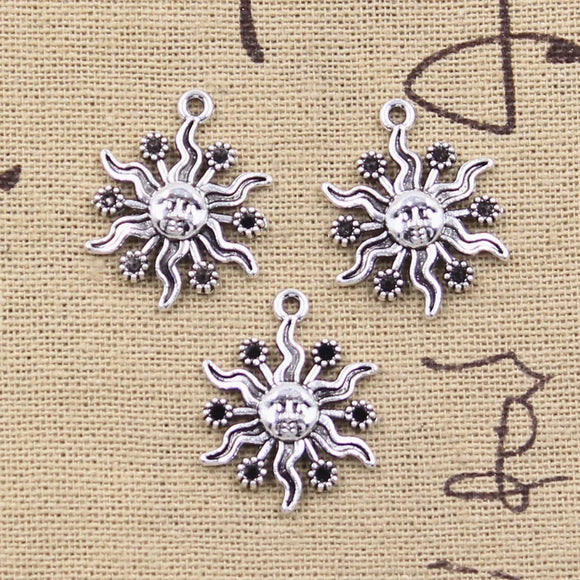 20pcs Charms Sun Sunlight Sunshine 24x18mm Antique Silver Color Pendants Making DIY Handmade Tibetan Finding Jewelry