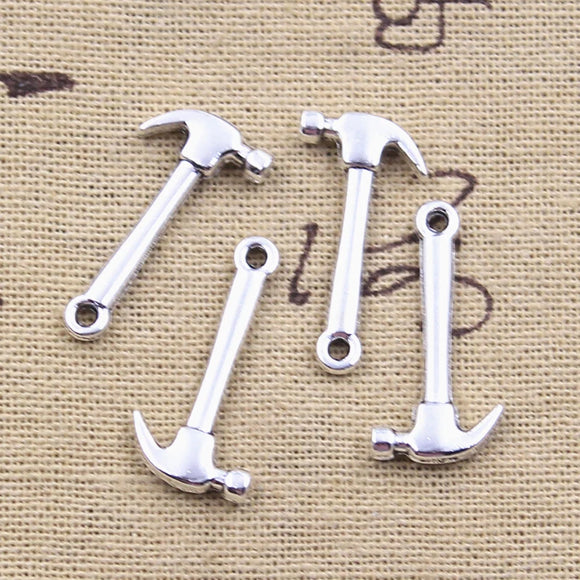 15pcs Charms Tools Hammer 25x13mm Antique Silver Color Pendants Making DIY Handmade Tibetan Finding Jewelry
