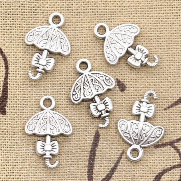 15pcs Charms Umbrella Bumbershoot 21x13mm Antique Tibetan Silver Color Pendant Findings Accessories DIY Vintage Choker Jewelry