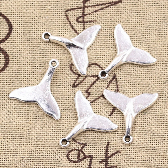 15pcs Charms Whale Tail 18x19mm Antique Silver Color Plated Pendants Making DIY Handmade Tibetan Silver Color Finding Jewelry