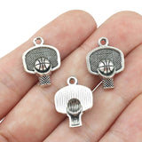 15pcs/lot 25*26mm Metal Alloy Charm Antique Silver Color Basketball Hoop  DIY Charm Pendant For Necklace Jewelry Making Findings
