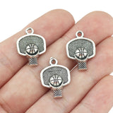 15pcs/lot 25*26mm Metal Alloy Charm Antique Silver Color Basketball Hoop  DIY Charm Pendant For Necklace Jewelry Making Findings
