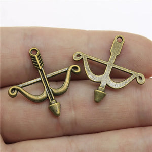 15pcs/lot 26*25mm Antique Tibetan Silver Bronze Charms Bracelet Necklace Pendant New Fashion Bow And Arrow