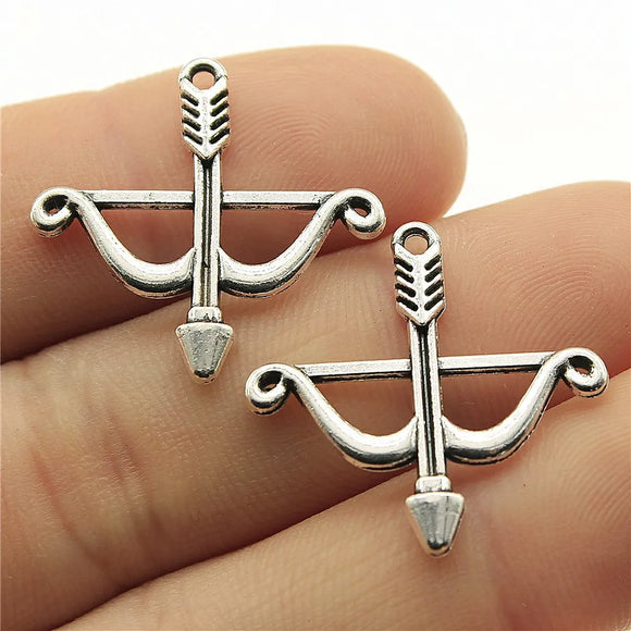 15pcs/lot 26*25mm Antique Tibetan Silver Bronze Charms Bracelet Necklace Pendant New Fashion Bow And Arrow