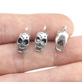 20 PCS/Lot 16mm*8mm Alloy Skeleton Charm Antique Silver Plated Human Head Skull Charms DIY  Jewelry