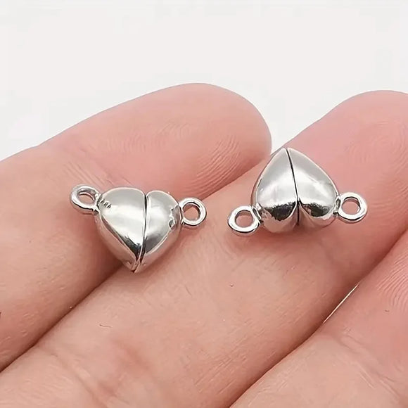 20 Pcs/Lot 15*10mm Silver Heart-shaped Round Magnetic Buckle Tool Pendant Fit DIY Handmade Metal Charm Jewelry Making Necklace