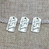 20 Pieces 10*20mm Mixed Alloy Antique Silver Color Alphabet Rectangle Charms Keychain Pendant Accessory For DIY Jewelry Making