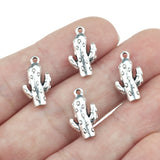 20 Pieces 10x17mm Antique Silver Plated Cactus Charms ef4357