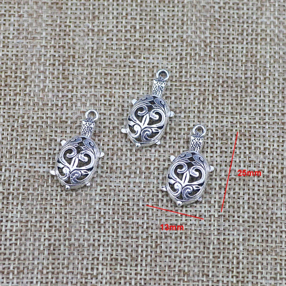 20 Pieces 13*25mm Newest Style Alloy Antique Silver Color Tortoise Charms Vintage Pendant Accessory For DIY Jewelry Making
