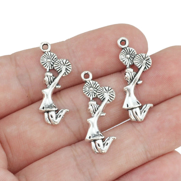20 Pieces 13*32mm Antique Silver Color Mixed Alloy Cheerleader Girls Charms Bracelet Accessory For DIY Jewelry Making