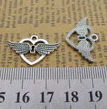 20 Pieces 16*25mm Antique Silver Color Pretty Heart Wings Charms Necklace Earrings Pendant Charms For Jewelry Making Findings