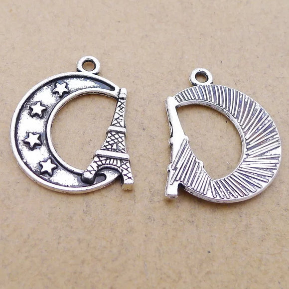 20 Pieces 17*22mm Mixed Alloy Antique Silver Color Moon Charms Bracelet Keychain Pendant Accessory For DIY Jewelry Making