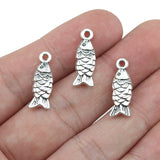 20 Pieces 19x8mm Antique Silver Plated Lovely Fish Charms
