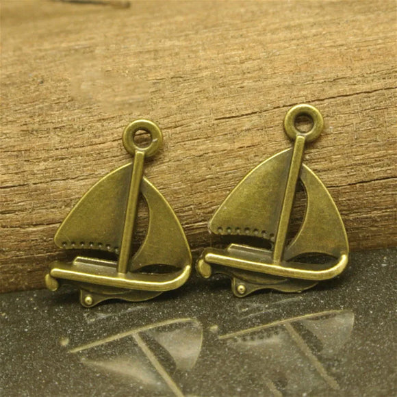 20 Pieces 23mm*17mm Antique Bronze Plated Sailing Sailboat Charms For Diy Jewelry Making
