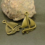 20 Pieces 23mm*17mm Antique Bronze Plated Sailing Sailboat Charms For Diy Jewelry Making