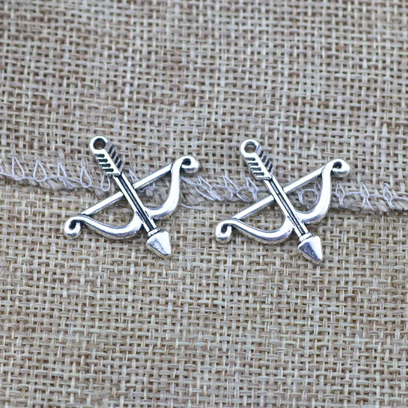 20 Pieces 25*25mm Mixed Alloy Antique Silver Color Arrow Charms Bracelet Pendant Accessory For DIY Jewelry Making