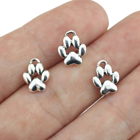 20 Pieces 9x11mm Antique Silver Color Dog Paw Charms Handmade Wholesale Charm ef4750