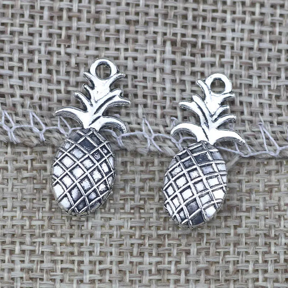 20 Pieces/Lot 11mm*23mm  Allloy Friut Charms Antique Silver Plated Fruit Charm Ananas Pineapple Charms For Jewelry Making