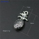 20 Pieces/Lot 11mm*23mm  Allloy Friut Charms Antique Silver Plated Fruit Charm Ananas Pineapple Charms For Jewelry Making
