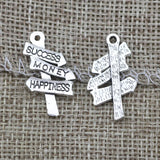 20 Pieces/Lot 14mm*25mm Antique Silver Plated Quote Success Money Happiness Inspiration Charm For Diy Jewelry Making