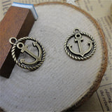 20 Pieces/Lot 15mm*18mm Antique Silver plated Or Antique Bronze Round Rope Anchor Charms Fit For Jewelry Making