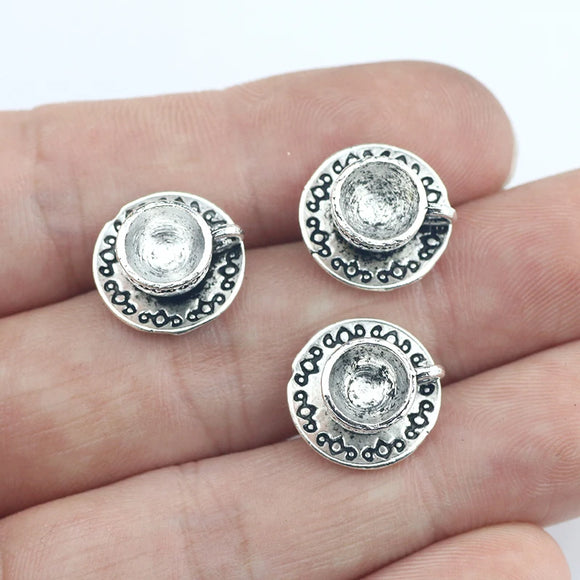 20 Pieces/Lot 7mm*14mm Antique Silver Plated Coffee Cup Charms Diy Charms Wholesale
