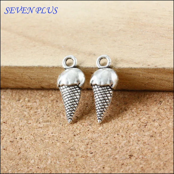 20 Pieces/Lot 8mm*19mm Antique Silver Plated Jewelry Handmade Charm Ice Cream Cone Charms EF4642