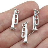 20 Pieces/Lot 8mm*22mm Antique Silver Plated Diy Jewelry Making Musical Horn Trumpet Charms For Jewelry Making