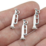 20 Pieces/Lot 8mm*22mm Antique Silver Plated Diy Jewelry Making Musical Horn Trumpet Charms For Jewelry Making