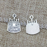 20 Pieces/Lot Antique Silver Color Happy Birthday Cake Charms Metal Alloy Diy Jewelry Making Charms Wholesale 15*22mm EF4331