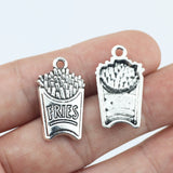 20 Pieces/lot 15mm*25mm Antique Silver Plated Metal Diy Charm Fries Charms For Jewelry Making