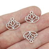 20Pcs 14*16mm Antique Silver Color Alloy Lotus Flower Charms Hollow Necklace Pendant Accessories Charms For Jewelry Making