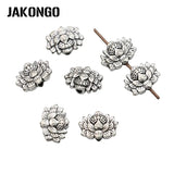 20Pcs Antique Silver Plated Lotus Spacer Beads Vintage Loose Beads for Jewelry Making Bracelet Accessories DIY 8x12mm EF3988