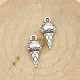 20Pcs Charms Ice Cream 19x8x4mm Handmade Craft Pendant Making fit,Vintage Tibetan Bronze Silver color,DIY For Bracelet Necklace