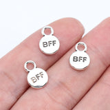 20Pcs/Lot 12x8mm Ancient Silver Zinc Alloy BFF Round Tag Pendant Suitable For DIY Necklace Bracelet Charms  Jewelry Making