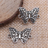 20Pcs/Lot 14*21mm Tibetan Silver Color Butterfly Connector Charms Pendants Bracelet Necklace Jewelry Making Accessories DIY