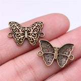 20Pcs/Lot 14*21mm Tibetan Silver Color Butterfly Connector Charms Pendants Bracelet Necklace Jewelry Making Accessories DIY