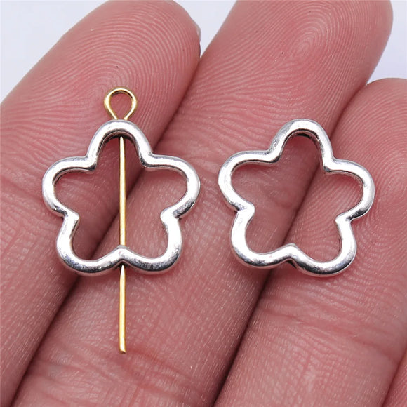 20Pcs/Lot 16x16mm Flower Charms Small Holes Flower Charm Bead Hollow Flower Charms Beads For Jewelry Making