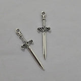 20Pcs/Lot 34x10mm Dagger ,Sword Charms Tibetan Silver Plated Pendants Antique Jewelry Making DIY Handmade Craft