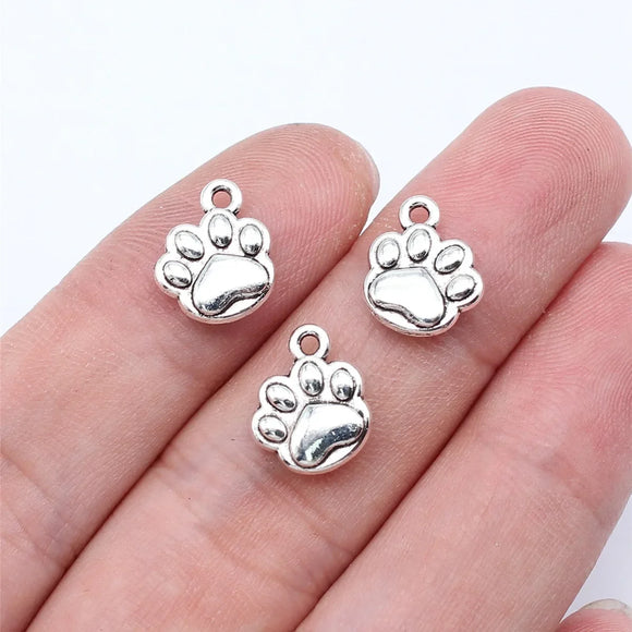 20Pcs/Lot  Charms Bear Paw 12x10mm Antique Silver Color Pendants Making DIY Handmade Tibetan Finding Jewelry