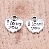 20Pcs/Lot Charms Heart I Love You 12x11mm Antique Pendants,Vintage Tibetan Silver Jewelry,DIY For Bracelet Necklace