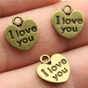 20Pcs/Lot Charms Heart I Love You 12x11mm Antique Pendants,Vintage Tibetan Silver Jewelry,DIY For Bracelet Necklace