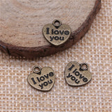 20Pcs/Lot Charms Heart I Love You 12x11mm Antique Pendants,Vintage Tibetan Silver Jewelry,DIY For Bracelet Necklace