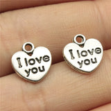 20Pcs/Lot Charms Heart I Love You 12x11mm Antique Pendants,Vintage Tibetan Silver Jewelry,DIY For Bracelet Necklace