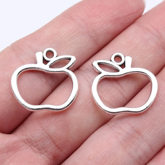 20Pcs/Lot Charms Hollow Apple 19x20mm Antique Silver Color Pendants DIY Crafts Making Findings Handmade Tibetan Jewelry