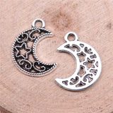 20Pcs/Lot Charms Hollow Moon Link 19*14mm Tibetan Bronze Silver Color Pendants Antique Jewelry Making DIY Handmade Craft Pendant