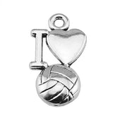 20Pcs/Lot Charms I Love Volleyball 16x9mm Antique Silver Color Plated Pendants Making DIY Handmade Tibetan Silver Color Jewelry