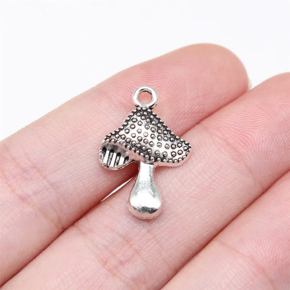 20Pcs/Lot Charms Mushroom 20x14mm Antique Silver Color Pendants DIY Necklace Crafts Making Findings Handmade Tibetan Jewelry