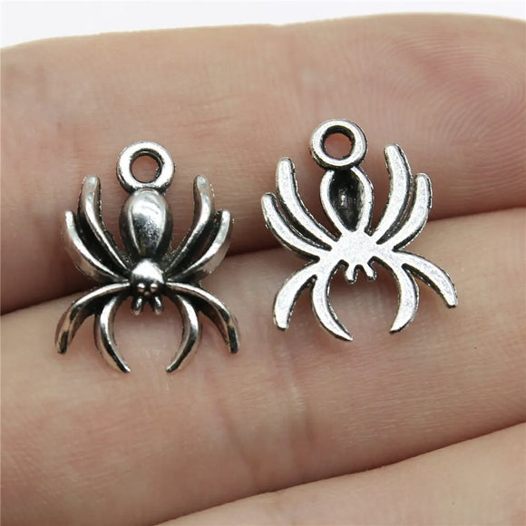 20Pcs/Lot Charms Spider Halloween 17x13mm Tibetan Bronze Silver Color Pendants Antique Jewelry Making DIY Handmade Craft